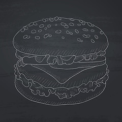 Image showing Delicious and appetizing hamburger.