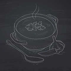 Image showing Pot of hot soup.