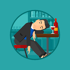 Image showing Drunk man sleeping in bar.