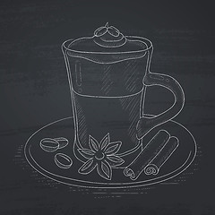 Image showing Cup of coffee with cinnamon.