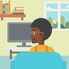 Image showing Man watching TV.