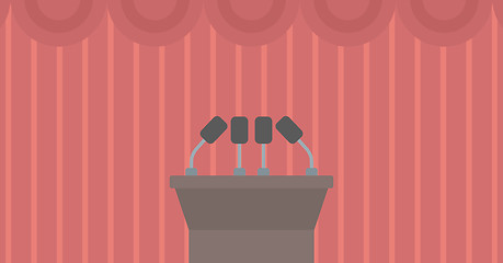 Image showing Background of tribune speech with microphones.