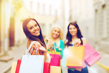 Image showing girls with shopping bags in ctiy