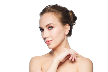 Image showing beautiful young woman face over white background