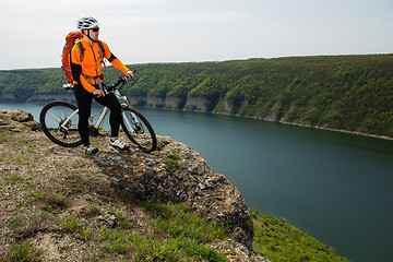 Image showing Traveling by bike on a sunny day.