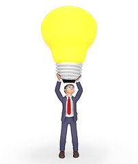 Image showing Businessman Idea Represents Light Bulb And Character 3d Renderin