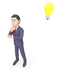 Image showing Idea Lightbulb Means Think About It And Businessman 3d Rendering