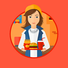 Image showing Woman with fast food.