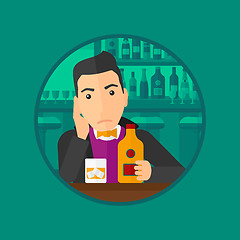 Image showing Sad man drinking alcohol.