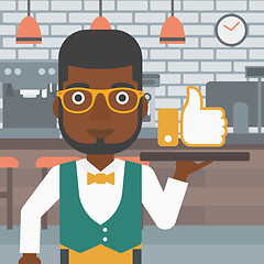 Image showing Waiter with like button.