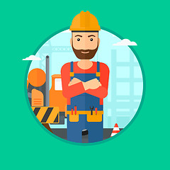 Image showing Confident builder with arms crossed.