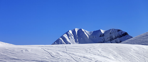 Image showing Panoramic view on off-piste slope