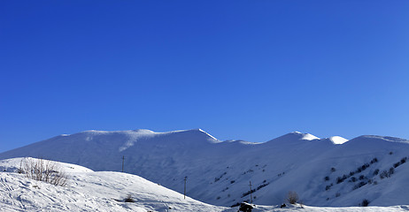 Image showing Panoramic view on off-piste slope in early morning