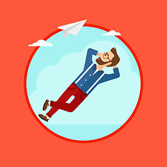 Image showing Businessman lying on cloud.
