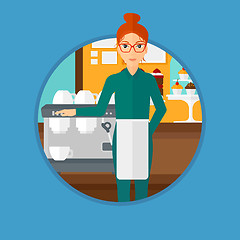 Image showing Barista standing near coffee machine.