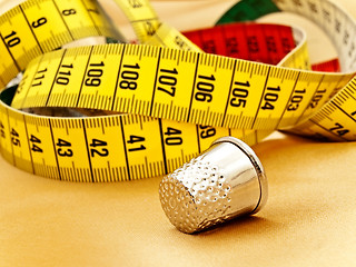 Image showing Measuring Tape And Thimble