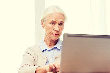 Image showing senior woman with laptop at home
