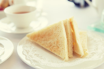 Image showing close up of toasted white bread on plate