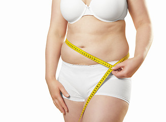 Image showing Woman belly measuring tape