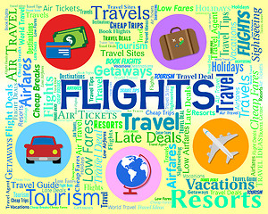 Image showing Flights Word Indicates Vacation Aeroplane And Abroad