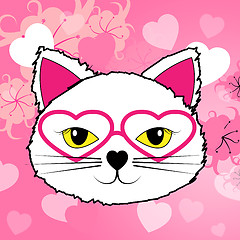 Image showing Hearts Cat Means Valentine Day And Felines