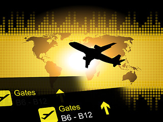 Image showing World Flight Means Departures Aeroplane And Aviation