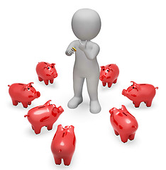 Image showing Piggybank Savings Represents Finances Wealth And Money 3d Render