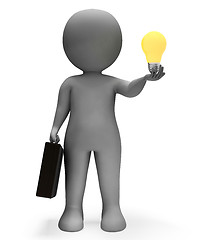 Image showing Businessman Lightbulb Shows Power Source And Character 3d Render