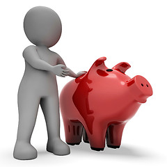 Image showing Save Savings Indicates Piggy Bank And Wealth 3d Rendering