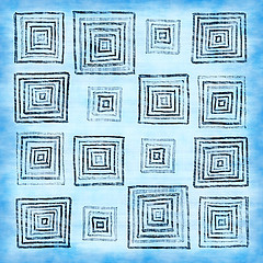 Image showing Abstract blue vintage pattern with squares