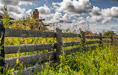 Image showing Old rustic wooden fence