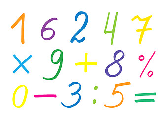 Image showing Colorful vector numerals and symbols