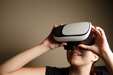 Image showing Woman with glasses of virtual reality