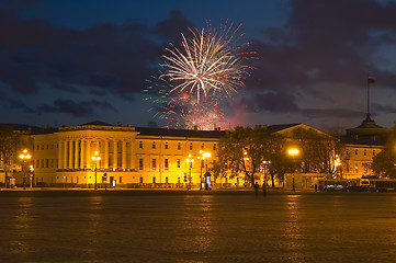 Image showing Firework over Main admiralty. Saint-Petersburg