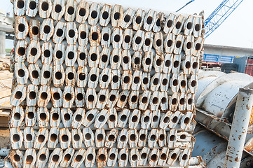 Image showing scaffolding elements on construction site