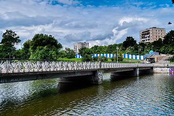 Image showing Pedestrian bridge on Nizhny pond. Kaliningrad