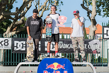 Image showing Professional skateboarders podium