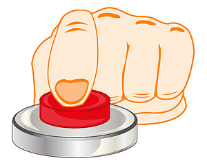 Image showing Finger on red button