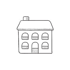 Image showing Two storey detached house sketch icon.