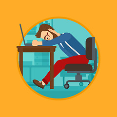 Image showing Man sleeping on workplace.