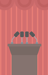 Image showing Background of tribune speech with microphones.