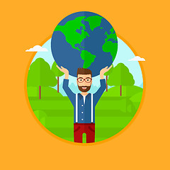 Image showing Man holding globe.