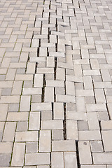 Image showing A large crack in the paving tiles