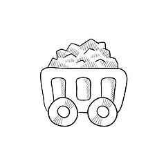 Image showing Mining coal cart sketch icon.