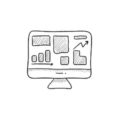 Image showing Monitor with business graphs sketch icon.