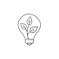 Image showing Lightbulb and plant inside sketch icon.