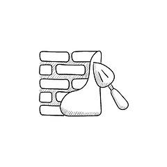 Image showing Spatula with brickwall sketch icon.