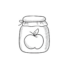 Image showing Apple jam jar sketch icon.