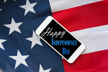 Image showing close up of cellphone on american independence day