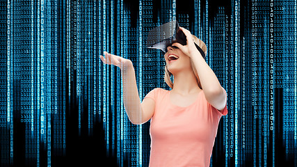 Image showing woman in virtual reality headset or 3d glasses